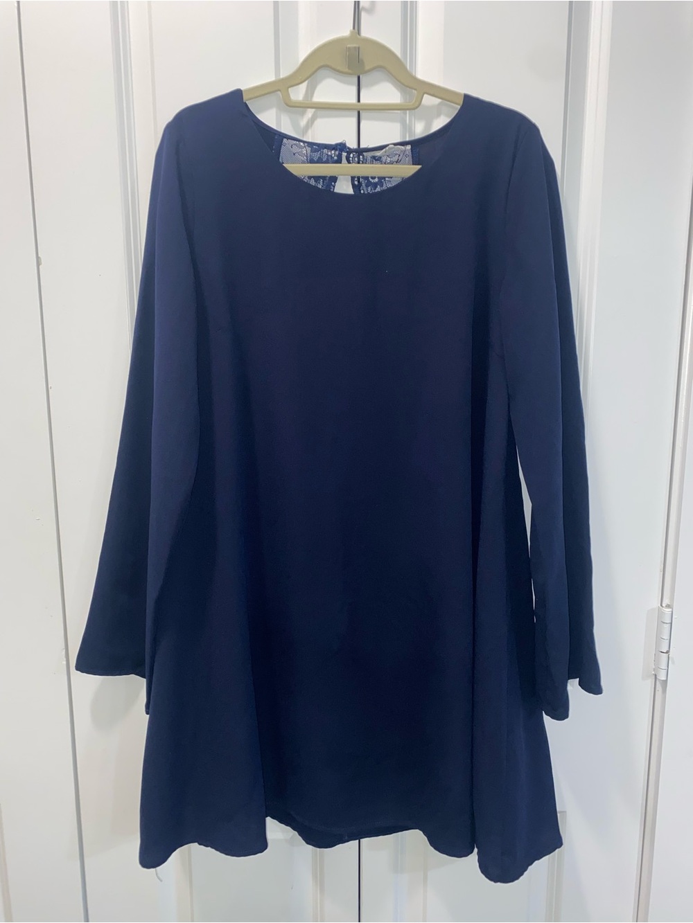 Love Riche Navy Long Sleeve Swing Dress